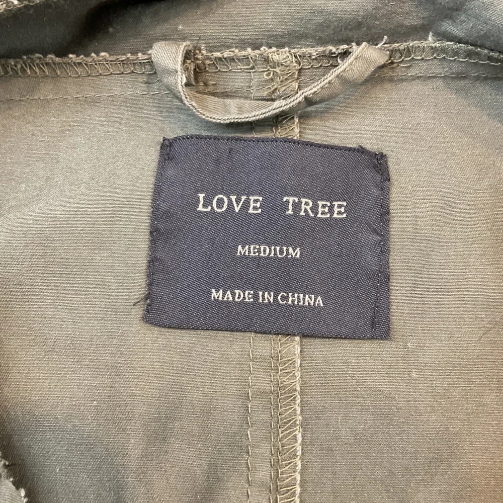 Love Tree Womens Olive Green Utility Anorak Military Hooded Field Jacket Medium